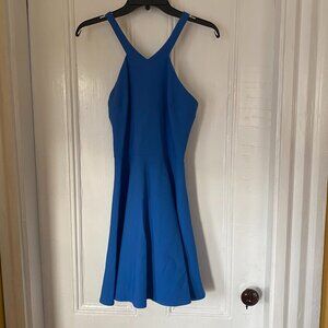 Elizabeth & James Sonya Dress Lapis Blue high neck a-line fit flare scuba size 6